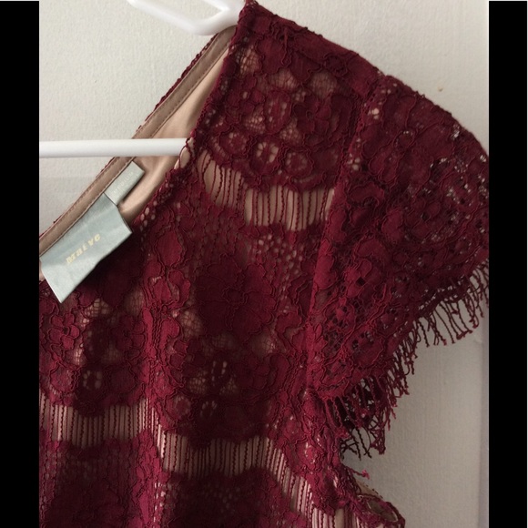 EUC Anthro Red Lace Peplum Cocktail Dress - Picture 4 of 6